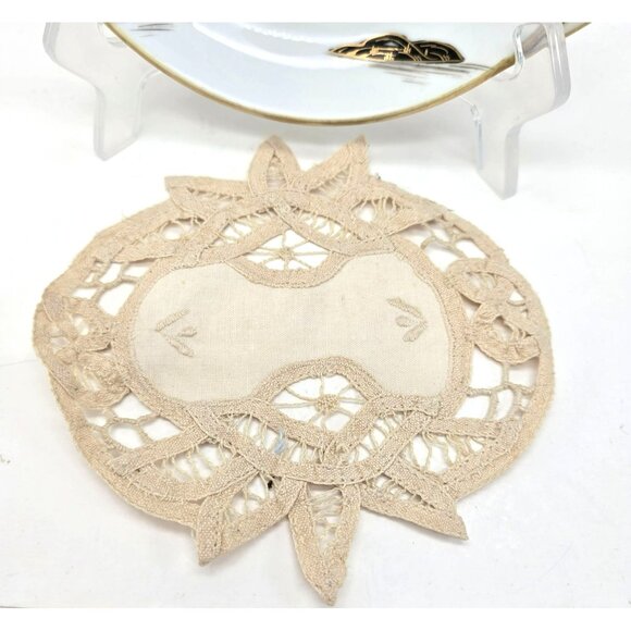 Nippon Japanese Porcelain Serving Bowl With Gold & Black Landscape & Doilie je17 - Picture 4 of 9